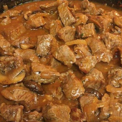 Melt In Your Mouth Beef Tips with Mushroom Gravy